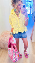 Yellow Solid Ruffle Hem Top