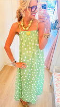 Light Green and White Polka Dot Maxi Dress