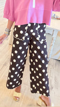 Brown and Off White Polka Dot Scallop Hem Pants