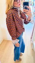 Brown and Orange Polka Dot Ruffle Top