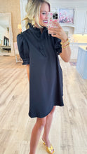 Black Ruffle Neck Mini Dress