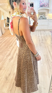 Leopard Suede Midi Dress