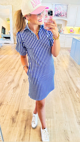 Navy Gingham Athletic Dress