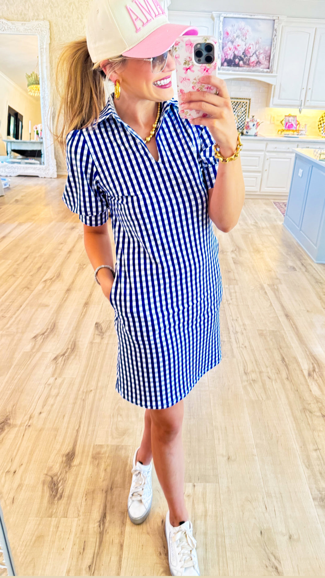 Navy Gingham Athletic Dress
