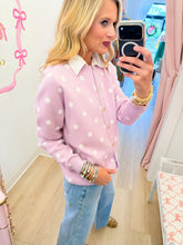 Lavender and White Polka Dot Cardigan