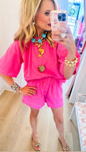 Hot Pink Contrast Stitch Short Set