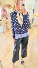 Navy Polka Dot Sweater Cardigan
