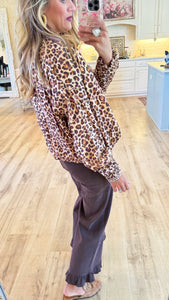 Leopard Print Bubble Hem Blouse