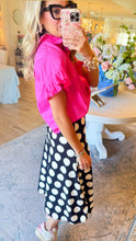 Hot Pink Ruffled Button Up Top