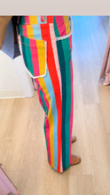 Multi Color Stripe Wide Leg Jeans