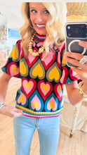 Multi Color Heart Bubble Sleeve Sweater