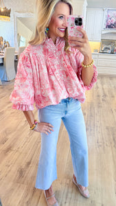 Pink Multi Floral Yoke Blouse