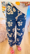 Denim Printed Barrel Leg Jeans