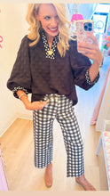 Black Jacquard Polka Dot Top