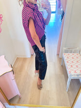 Plum Stripe Bow Neck Top