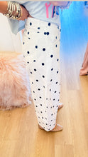 White and Navy Polka Dot Barrel Jeans
