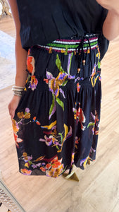 THML Black Floral Skirt