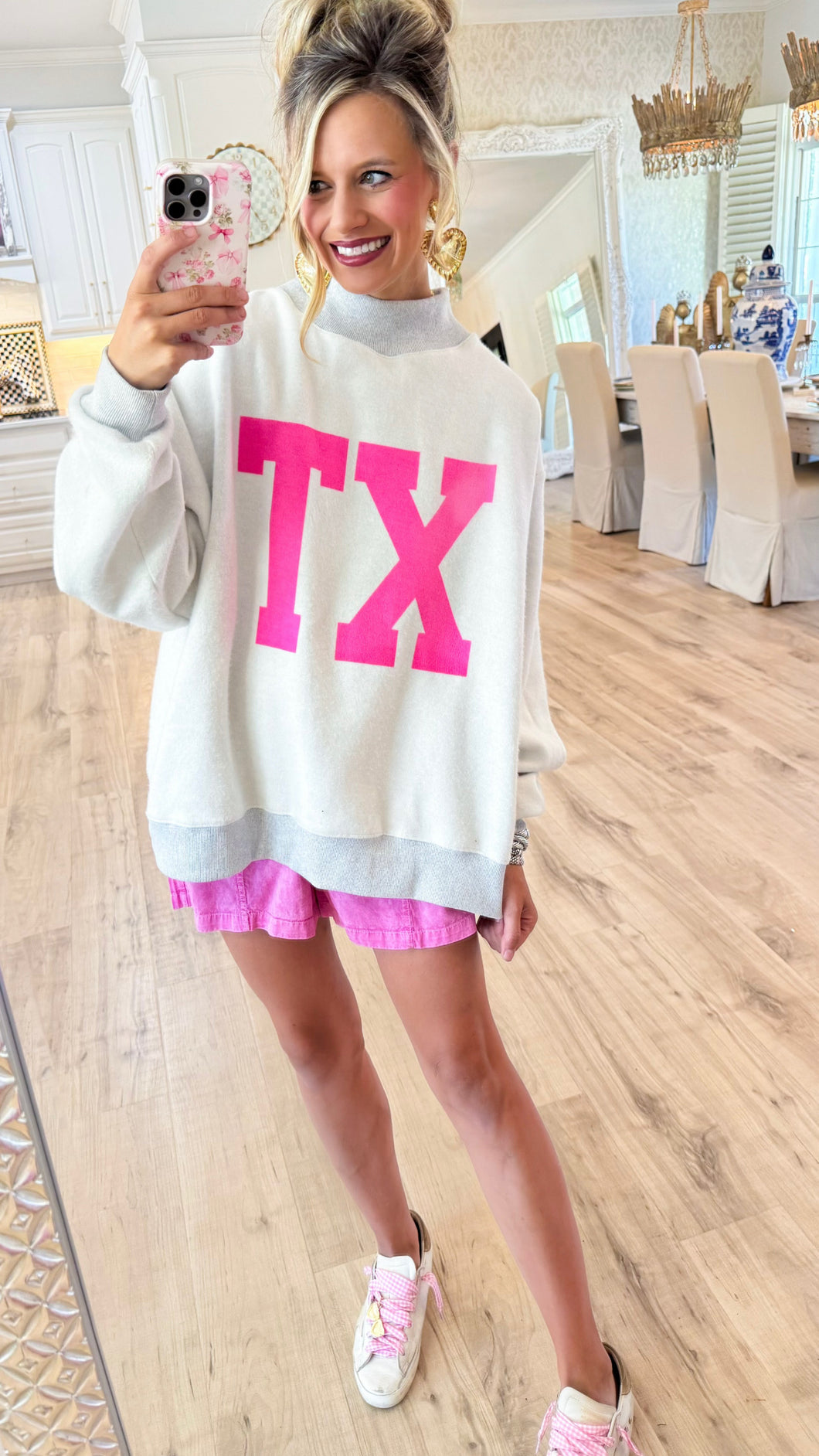 Heather Grey TX Mock Neck Sweater