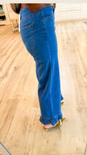 Denim Solid Ruffle Hem Pants