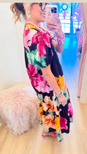 Black Flower Mix Maxi Dress