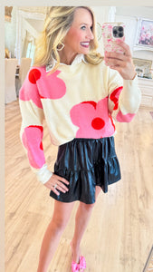 Cream and Pink Flower Sweater