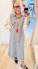 Black and Ivory Stripe Zebra Print Maxi Dress