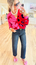 Pink Animal Colorblock Cardigan