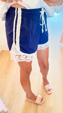 Navy and White Lace Trim Shorts