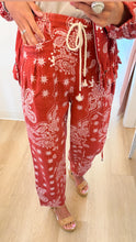 Red Paisley Print Barrel Pants