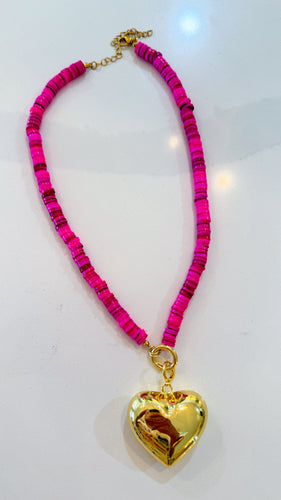 Pink Heart Pop Gemstone Necklace