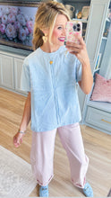 Powder Blue Butterfly Wing Embroidered Top