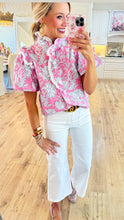 Pink and White Printed Top