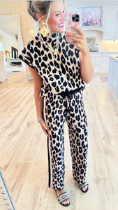 Black Leopard Pant Set