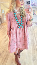 Mauve Floral Print Mineral Washed Babydoll Dress