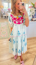 Sister Mary Blue and Pink Contrast Midi Dress