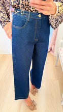 Dark Denim Wide Leg Horse Bit Accent Jeans