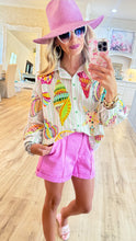 Queen of Sparkles Striped Button Up Multi Shell Top