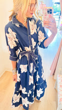 Deal of The Day Navy Floral Contrast Midi Dress