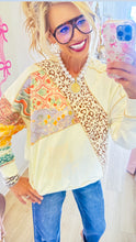 Ecru Multi Patch Pattern Hoodie Pullover
