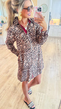 Taupe Solid Contrast Accent Leopard Dress