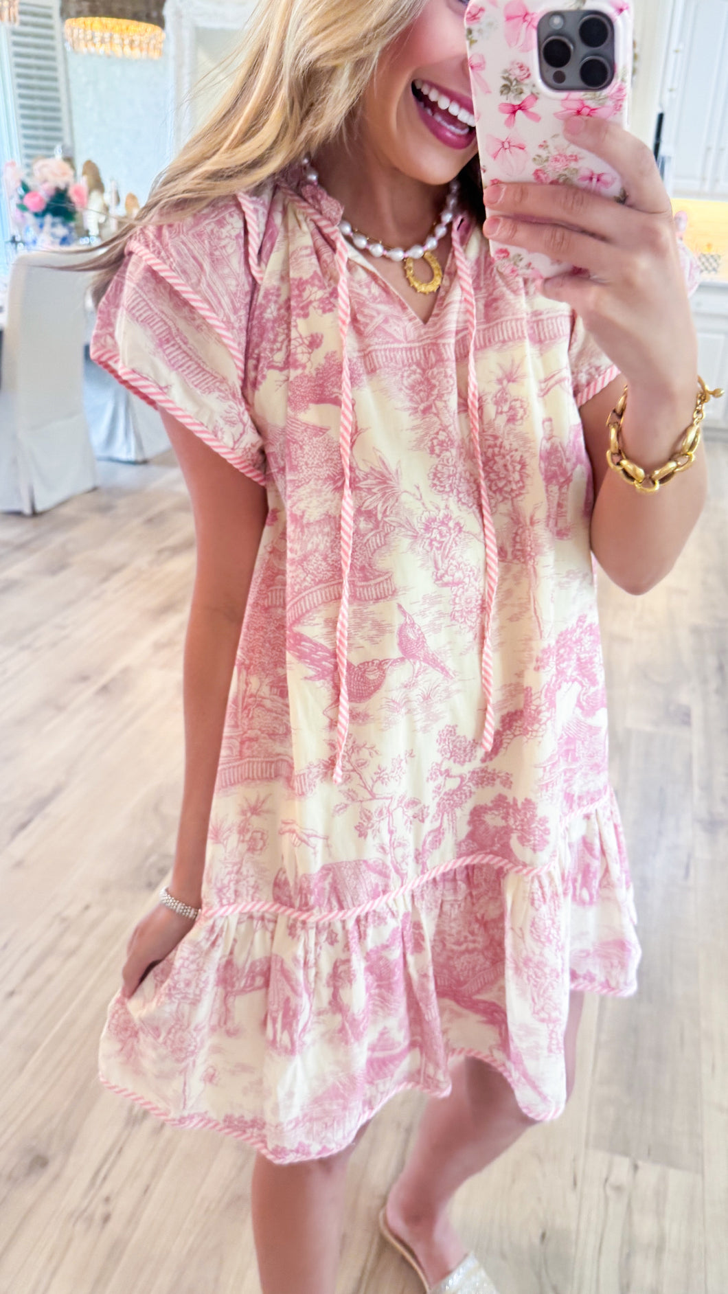 Light Pink Toile Print Dress