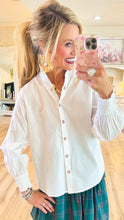 White Jeweled Button Up Top