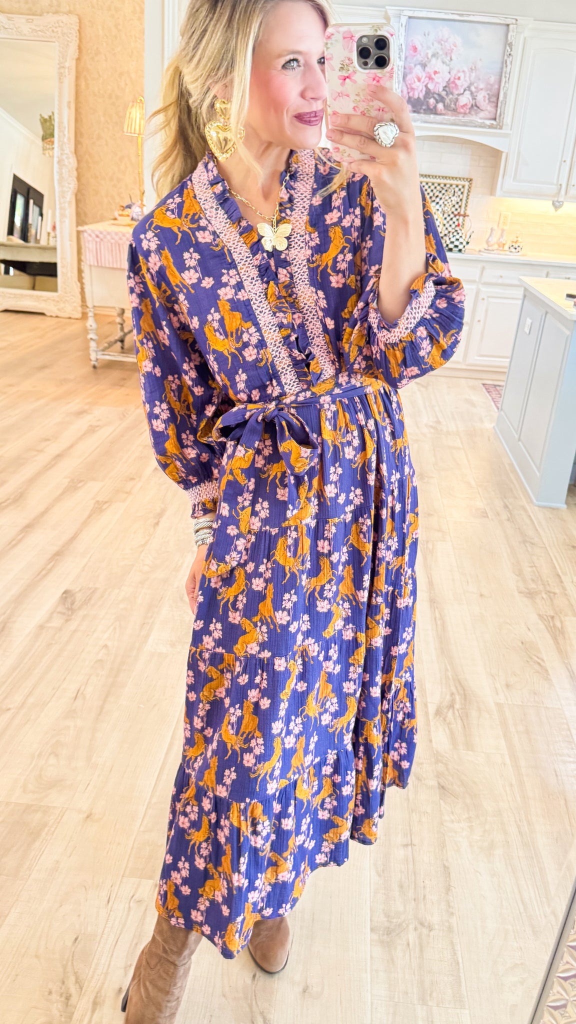 Uncle Frank Indigo Horsing Around Dress Charlotte Heart Boutique Uncle Frank Indigo Horsing Around Dress Charlotte Heart Boutique