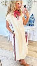 Oatmeal Contrast Stripe Midi Dress