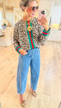 Red and Green Leopard Accent Top
