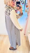 Black and Ivory Stripe Zebra Print Maxi Dress