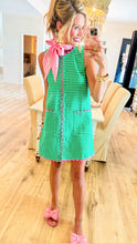 Green Gingham Contrast Trim Dress