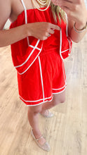Red Contrast Trim Romper