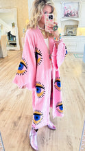 Baby Pink Gold & Blue Eye Detailed Kaftan Robe