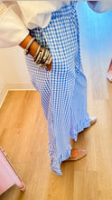 Blue Gingham Layered Ruffle Hem Pants